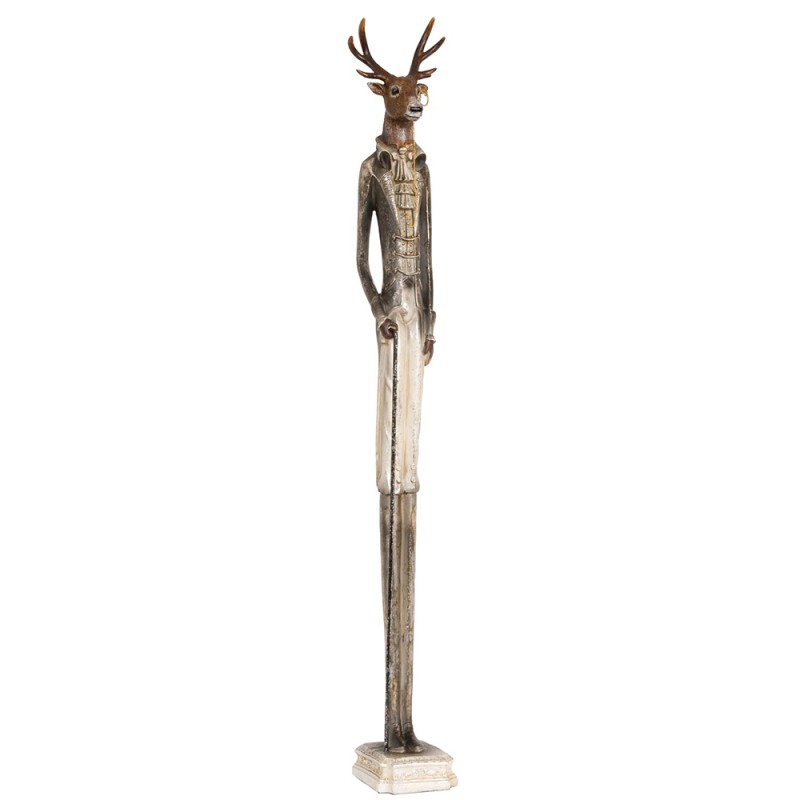 Clayre & Eef Figur Hirsch 92 cm Grau Polyresin