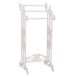 Clayre & Eef Towel Rack 40x37x91 cm White Iron Rectangle Flowers