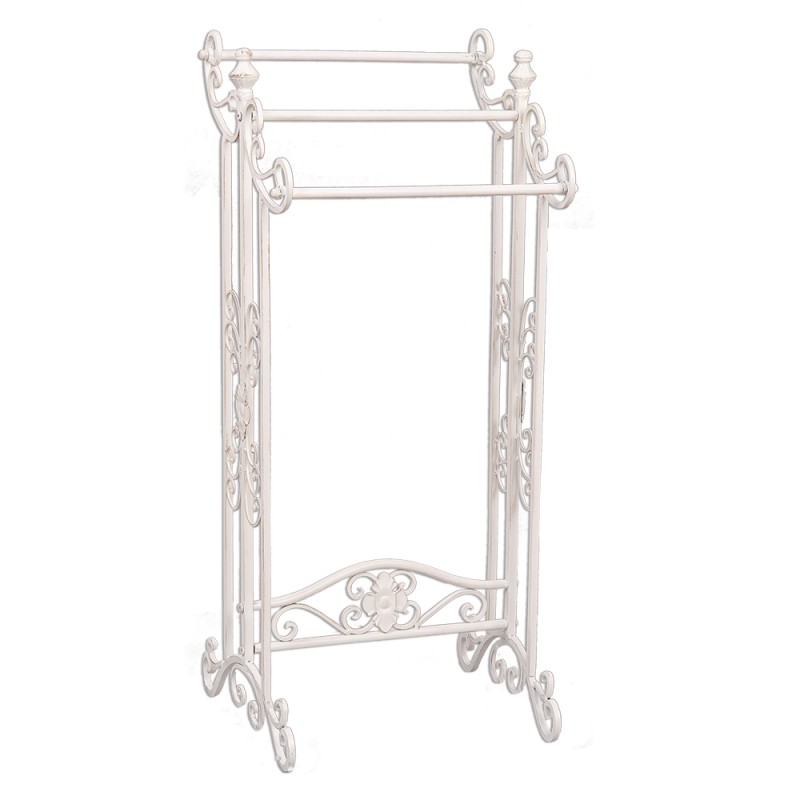 Clayre & Eef Porte-serviettes 40x37x91 cm Blanc Fer Rectangle Fleurs