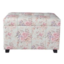 Clayre & Eef Pouf 61x37x43 cm Rosa Legno Tessuto Rettangolo Fiori