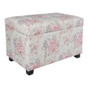 Clayre & Eef Pouf 61x37x43 cm Pink Wood Textile Rectangle Flowers