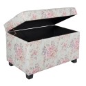 Clayre & Eef Pouf 61x37x43 cm Pink Wood Textile Rectangle Flowers