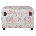 Clayre & Eef Pouf 61x37x43 cm Rose Bois Textile Rectangle Fleurs