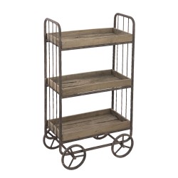 Clayre & Eef Kitchen Trolley 51x26x94 cm Brown Wood Iron Rectangle