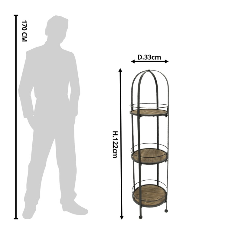 Clayre & Eef Storage Rack 33x33x122 cm Brown Wood Iron Rectangle