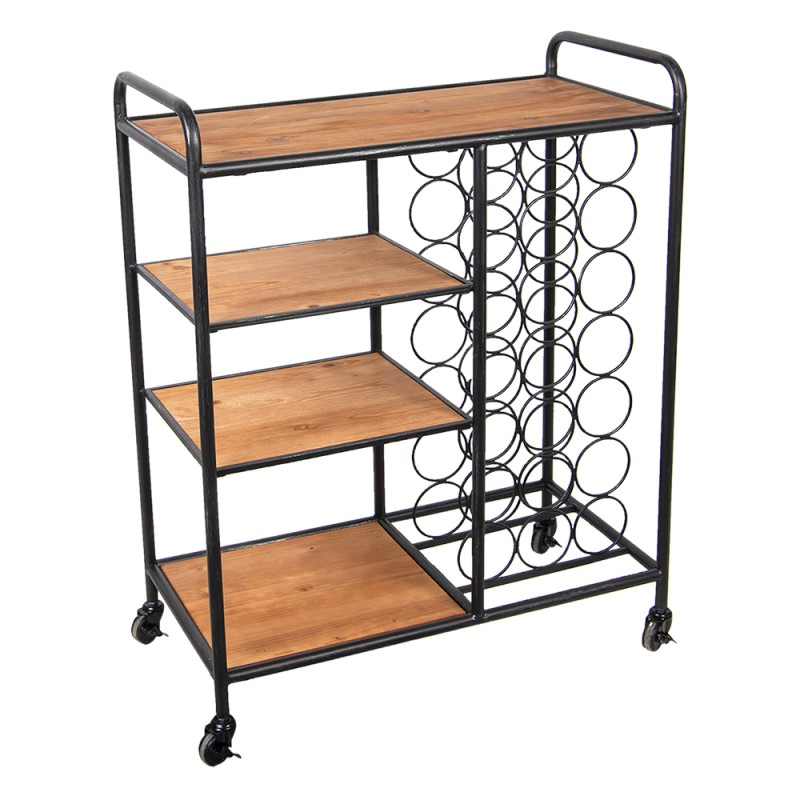 Clayre & Eef Kitchen Trolley 76x37x89 cm Black Wood Metal Rectangle