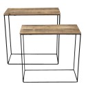 Clayre & Eef Sidetables Set van 2  65 cm en 56 cm Bruin Hout Ijzer Rechthoek