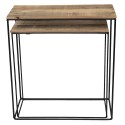 Clayre & Eef Sidetables Set van 2  65 cm en 56 cm Bruin Hout Ijzer Rechthoek