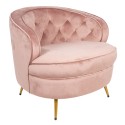 Clayre & Eef Fauteuil avec accoudoir 74x81x71 cm Rose Métal Textile Rond