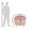 Clayre & Eef Fauteuil avec accoudoir 74x81x71 cm Rose Métal Textile Rond