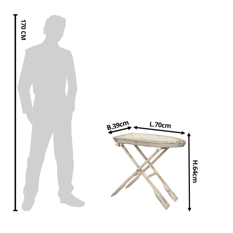 Clayre & Eef Side Table 70x39x64 cm White Wood