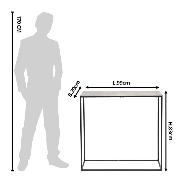 Clayre & Eef Sidetable  99x29x83 cm Grijs Aluminium Rechthoek