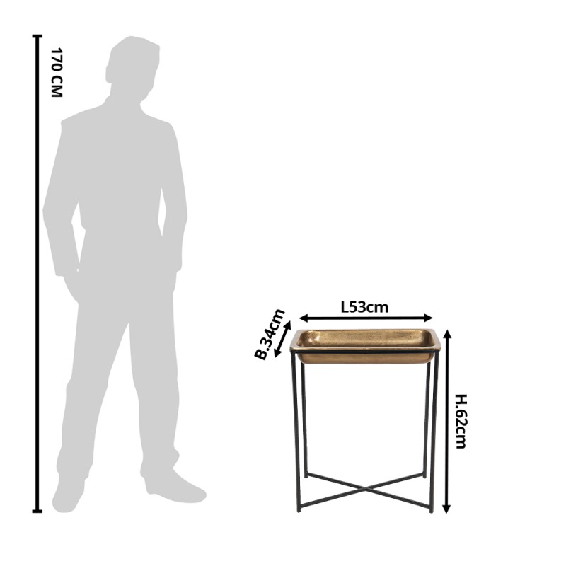 Clayre & Eef Beistelltisch 53x54x62 cm Kupferfarbig Aluminium Rechteck