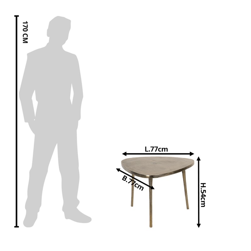 Clayre & Eef Table basse 77x77x54 cm Couleur or Aluminium Triangle