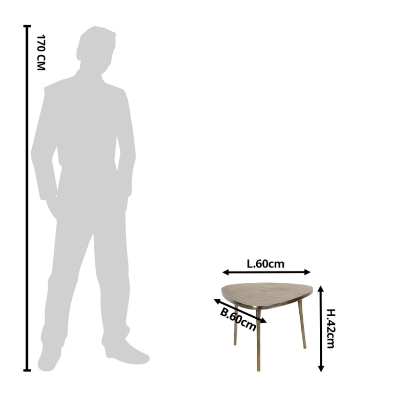 Clayre & Eef Couchtisch 60x60x42 cm Goldfarbig Aluminium Dreieck