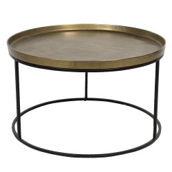 Clayre & Eef Salontafel  Ø 70x41 cm Bruin Aluminium Rond