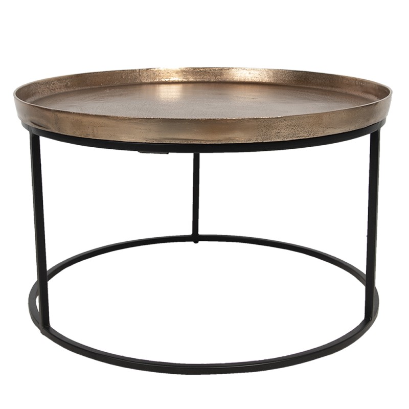 Clayre & Eef Table basse Ø 60x35 cm Marron Aluminium Rond