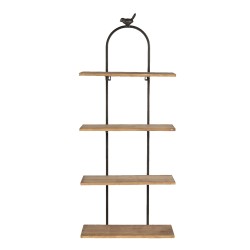 Clayre & Eef Wall Rack 36x14x90 cm Brown Wood Iron Rectangle