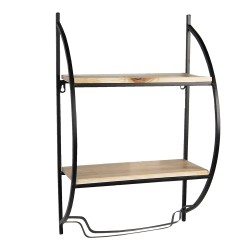 Clayre & Eef Scaffale da parete 40x20x63 cm Nero Ferro Legno