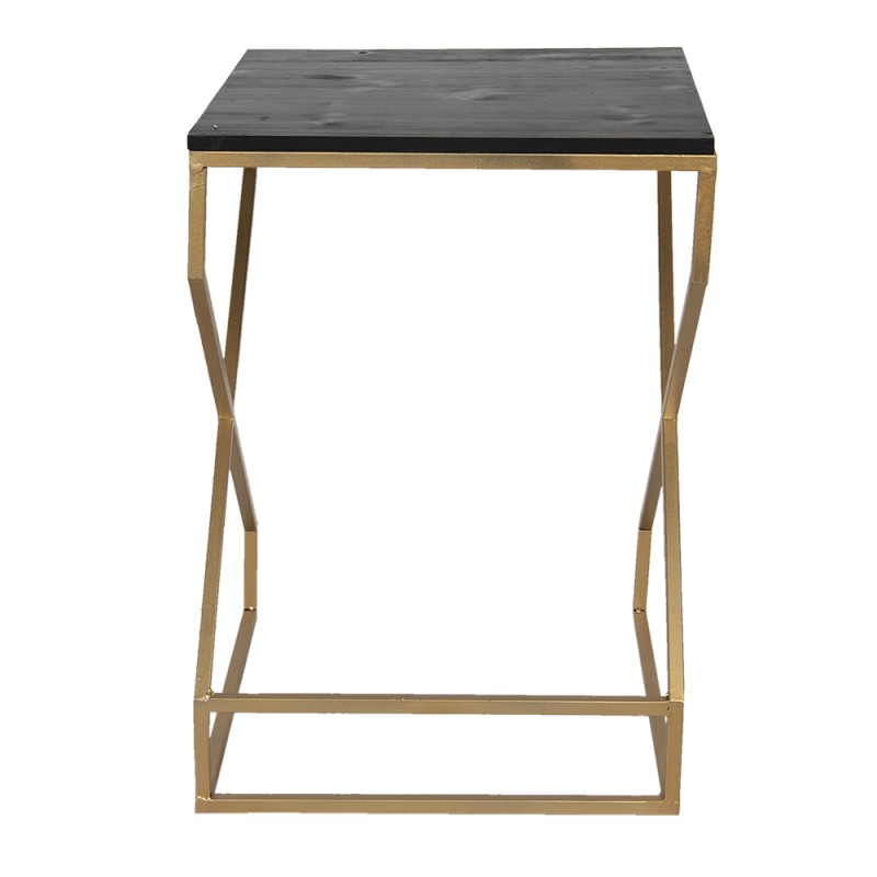 Clayre & Eef Table d'appoint 40x40x55 cm Couleur or Fer Bois Carré