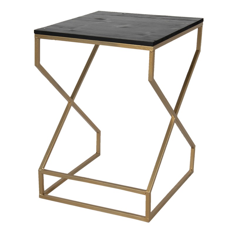 Clayre & Eef Table d'appoint 40x40x55 cm Couleur or Fer Bois Carré