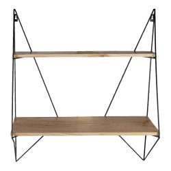 Clayre & Eef Scaffale da parete 60x20x70 cm Nero Ferro Legno