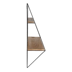 Clayre & Eef Wall Rack 60x20x70 cm Black Iron Wood