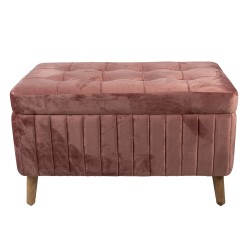 Clayre & Eef Pouf 82x42x49 cm Rose Bois Textile