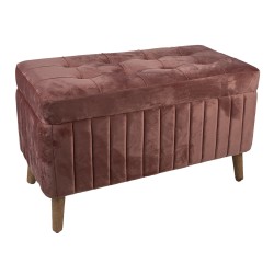 Clayre & Eef Pouf 82x42x49 cm Rose Bois Textile