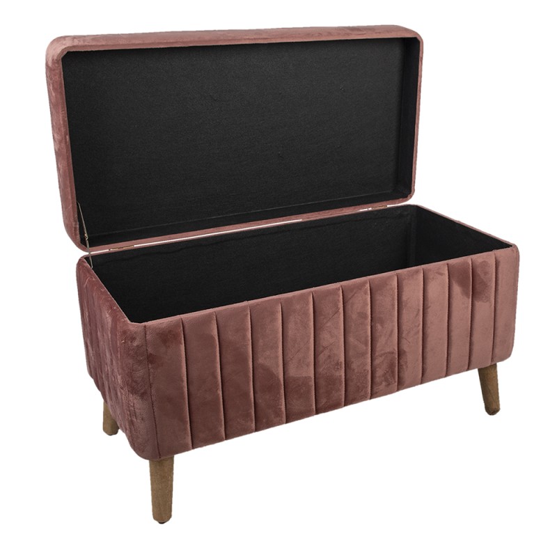 Clayre & Eef Pouf 82x42x49 cm Rosa Legno Tessuto