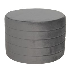 Clayre & Eef Pouf Ø 60x40 cm Grau Holz Textil Rund