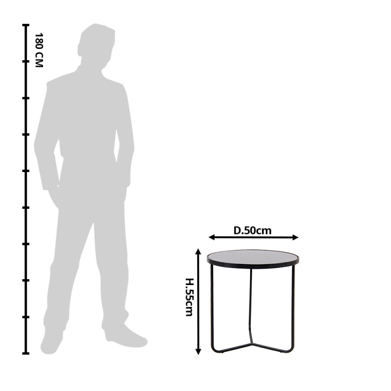 Clayre & Eef Tavolino Ø 50x55 cm Nero Alluminio Rotondo