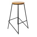 Clayre & Eef Tabouret de bar 40x40x71 cm Noir Fer Bois Rond