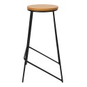 Clayre & Eef Tabouret de bar 40x40x71 cm Noir Fer Bois Rond