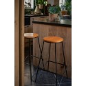 Clayre & Eef Tabouret de bar 40x40x71 cm Noir Fer Bois Rond