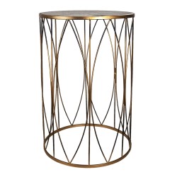 Clayre & Eef Side Table Ø 40x60 cm Gold colored Iron Wood Round