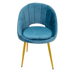 Clayre & Eef Dining Chair 58x65x85 cm Blue Iron Textile