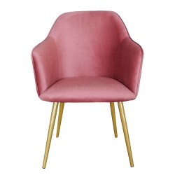 Clayre & Eef Dining Chair with Armrest 58x56x83 cm Pink Iron Textile