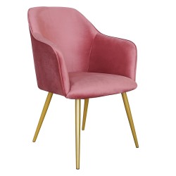 Clayre & Eef Dining Chair with Armrest 58x56x83 cm Pink Iron Textile