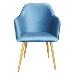 Clayre & Eef Dining Chair 58x56x83 cm Blue Iron Textile