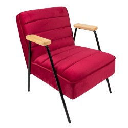 Clayre & Eef Armchair with Armrest 60x69x78 cm Red Textile