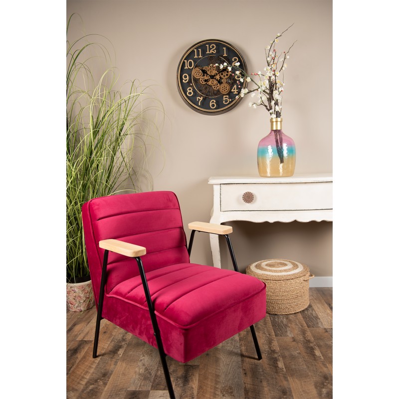 Clayre & Eef Fauteuil avec accoudoir 60x69x78 cm Rouge Textile