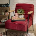 Clayre & Eef Fauteuil avec accoudoir 60x69x78 cm Rouge Textile