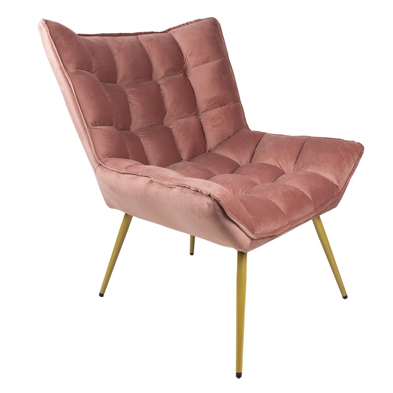 Clayre & Eef Fauteuil 79x91x93 cm Rose Fer Textile