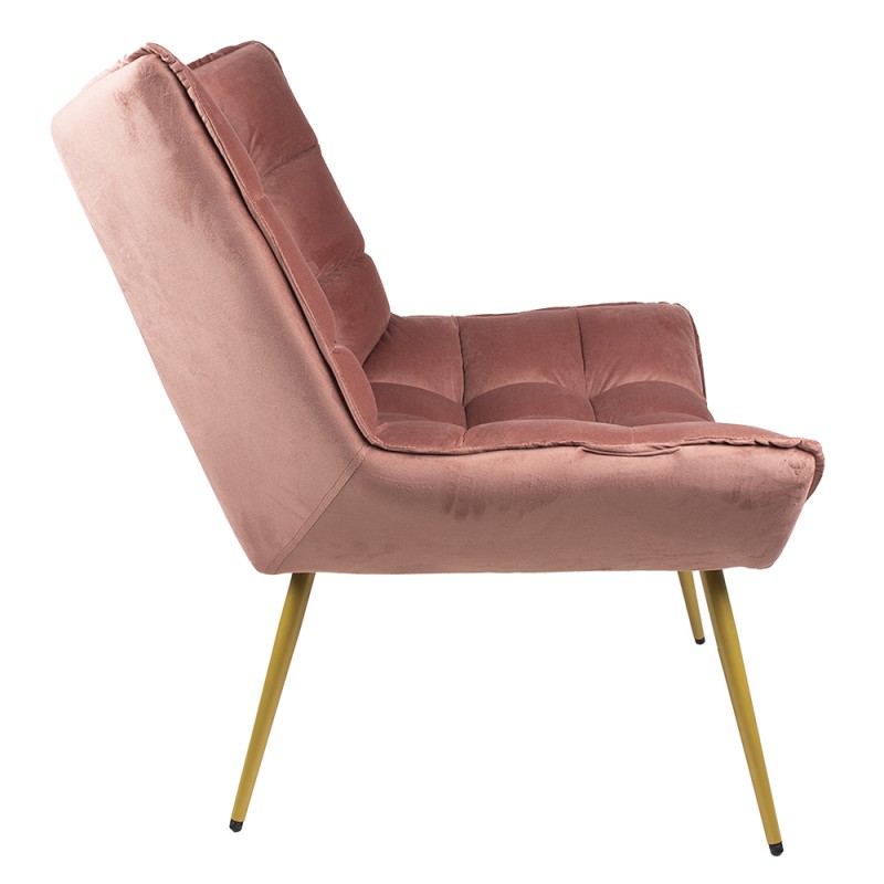 Clayre & Eef Fauteuil 79x91x93 cm Rose Fer Textile