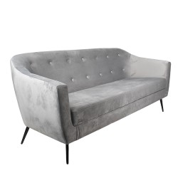 Clayre & Eef Bench 3-Zits Grey Textile