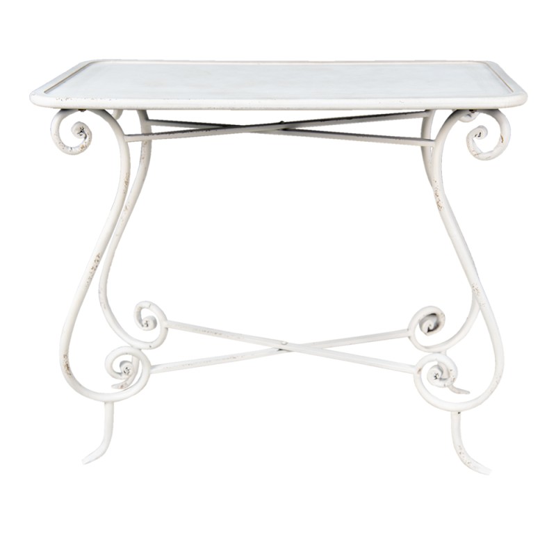 Clayre & Eef Side Table 90x48x79 cm White Iron Wood Rectangle