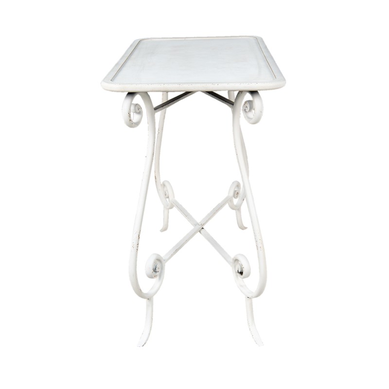 Clayre & Eef Side Table 90x48x79 cm White Iron Wood Rectangle