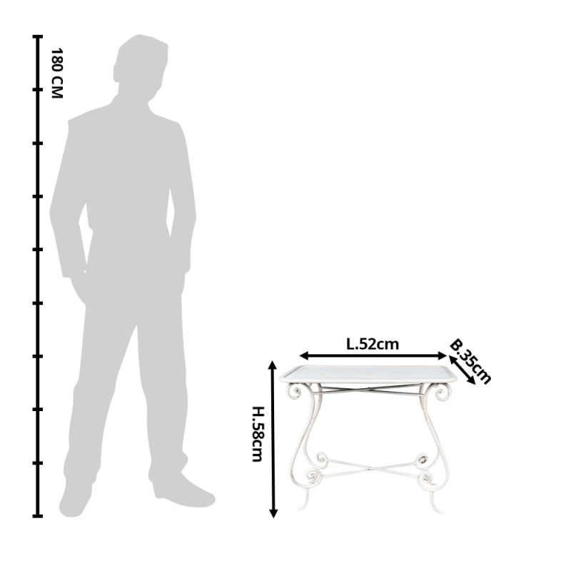 Clayre & Eef Side Table 90x48x79 cm White Iron Wood Rectangle