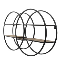 Clayre & Eef Wall Rack 84x17x51 cm Brown Wood Metal Round